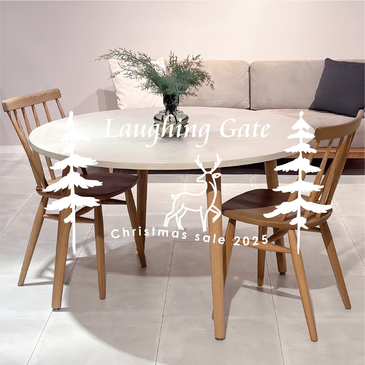 XmasSALE】ダイニングテーブルASHGRAY ”ROUND” M 950/1100/1