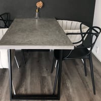 モールテックス ダイニングテーブル ASHGRAY"38" 脚TYPE:B脚　アイアンブラック  W1400 D850 H720