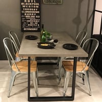 モールテックス ダイニングテーブル ASHGRAY”38"　脚TYPE:A アイアンブラック  W1400 D850 H720