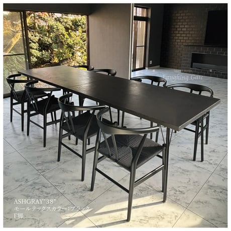 モールテックス ダイニングテーブル ASHGRAY"38" 脚TYPE:F脚 アイアンブラック　【全サイズW1400/W1500/W1600/W1800】