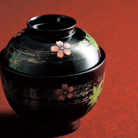 桜楓　小吸物椀　黒