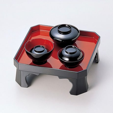 時代　木製　總朱　喰初膳　椀鶴　紙箱入 時代木製總朱喰初膳椀鶴紙箱入