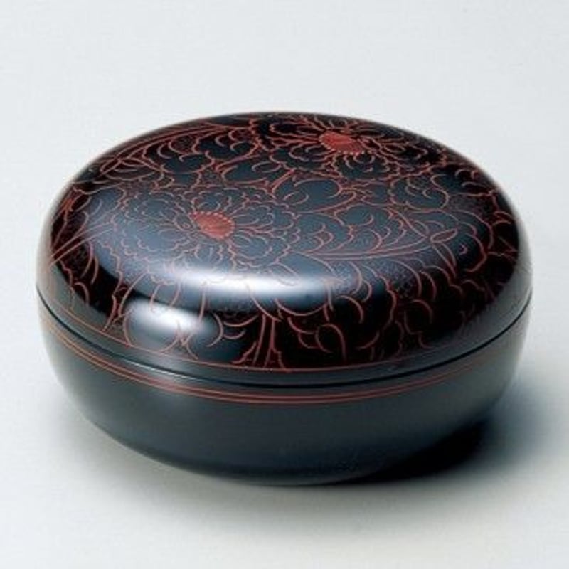 漆器 菓子器 中型 彫刻模様入り 漆器 菓子器 中型 彫刻模様入り 美術品・アンティーク・コレクション