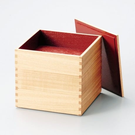 白木塗タモ60三段重（内朱）