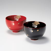 春秋 つぼみ汁椀 溜・朱（食洗機対応）