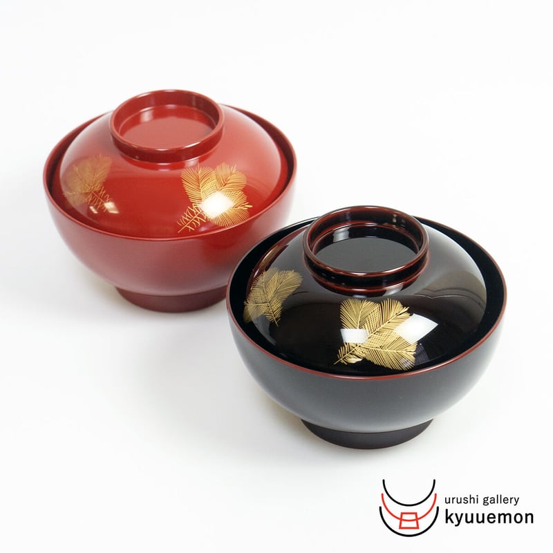 美品 輪島塗 寿松沈金 煮物椀 6客 雑煮椀/大椀/平椀/麺