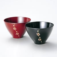 梅 夫婦汁椀 黒と古代朱