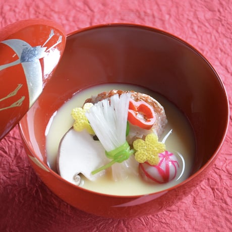 箔鶴蒔絵　雑煮椀（総朱）
