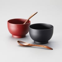 木目汁椀ペア　スプーンセット