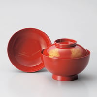 沈金若松 雑煮椀（朱）