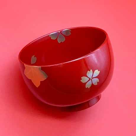 春秋 夫婦汁椀 朱・溜　レンジ対応