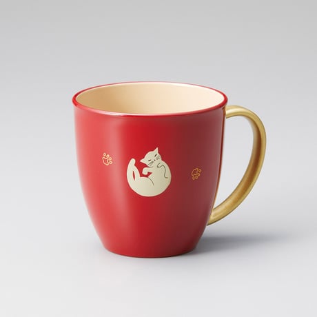 ねこ持ち手金　マグカップ