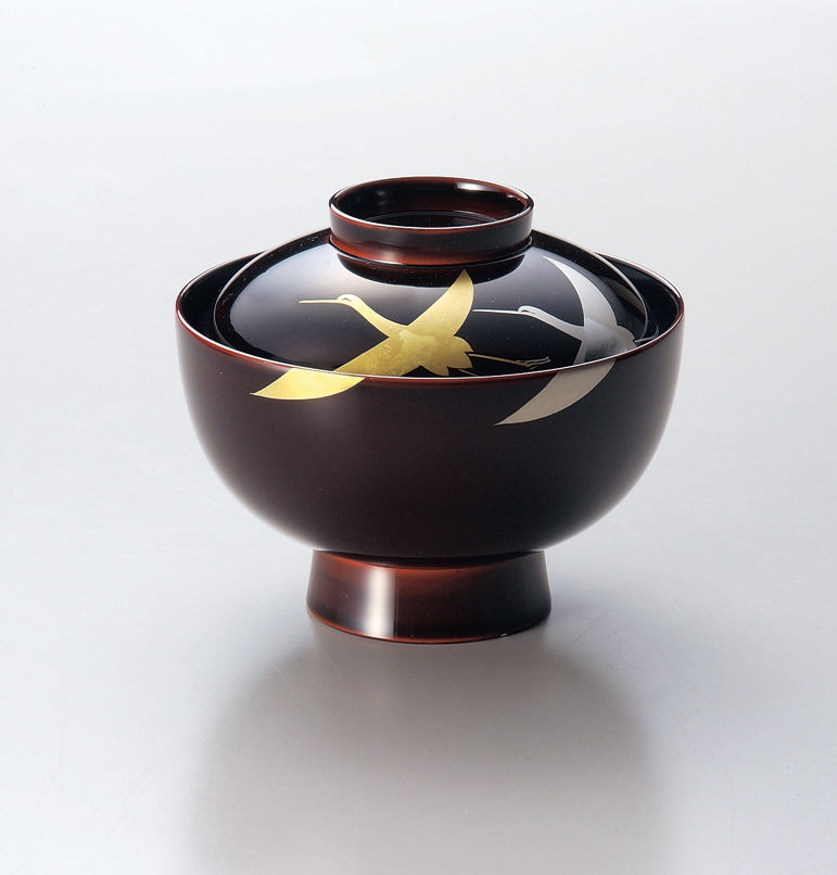 時代逸品！優美な見返し鶴蒔絵の映える日の出椀2点（検輪島塗雑煮椀蒔絵椀 original