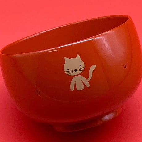 ねこ 夫婦汁椀（黒・洗朱）