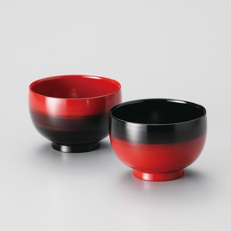 蔵A3344b】木製濃朱塗 つぼつぼ蒔絵 吸物椀 汁椀 十客 ぼかし