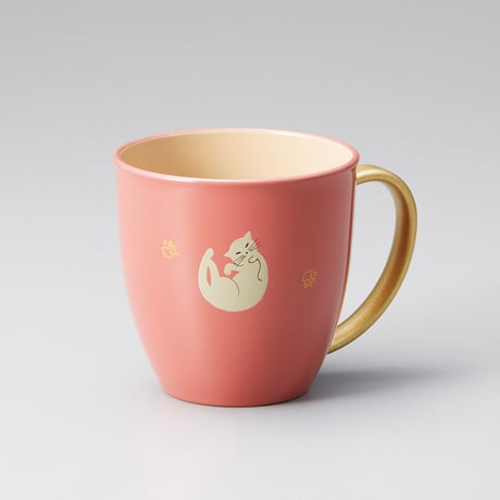 ねこ持ち手金　マグカップ