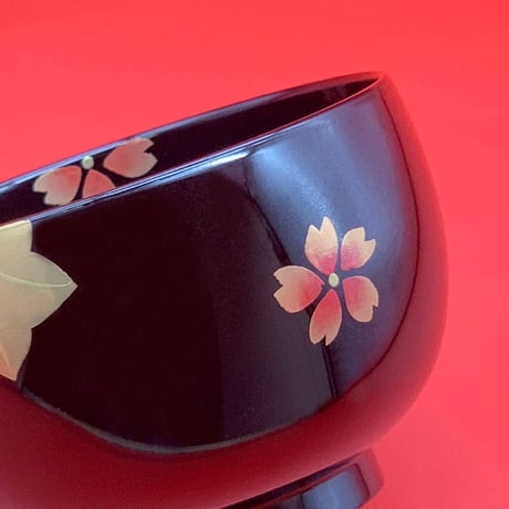 春秋 夫婦汁椀 朱・溜　レンジ対応