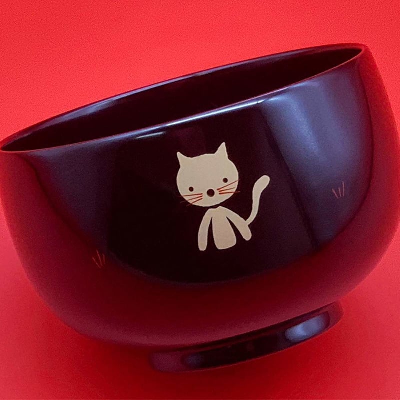 ねこ 夫婦汁椀（黒・洗朱） | 【公式】うるしギャラリー久右衛門