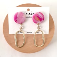 【POC-012】マーブルピアス -henkei ring-　ピンク
