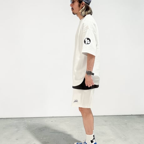 「STREET-LOGO」刺繍ダンボールニットショーツ/WHITE/M/L