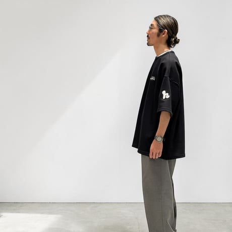 【限定XLセットアップ】「h-LOGO / STREET-LOGO」刺繍ダンボールニットSS×ショーツ/BLACK/XL