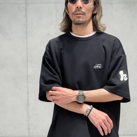 「h-LOGO / STREET-LOGO」刺繍ダンボールニットSS /BLACK/M/L