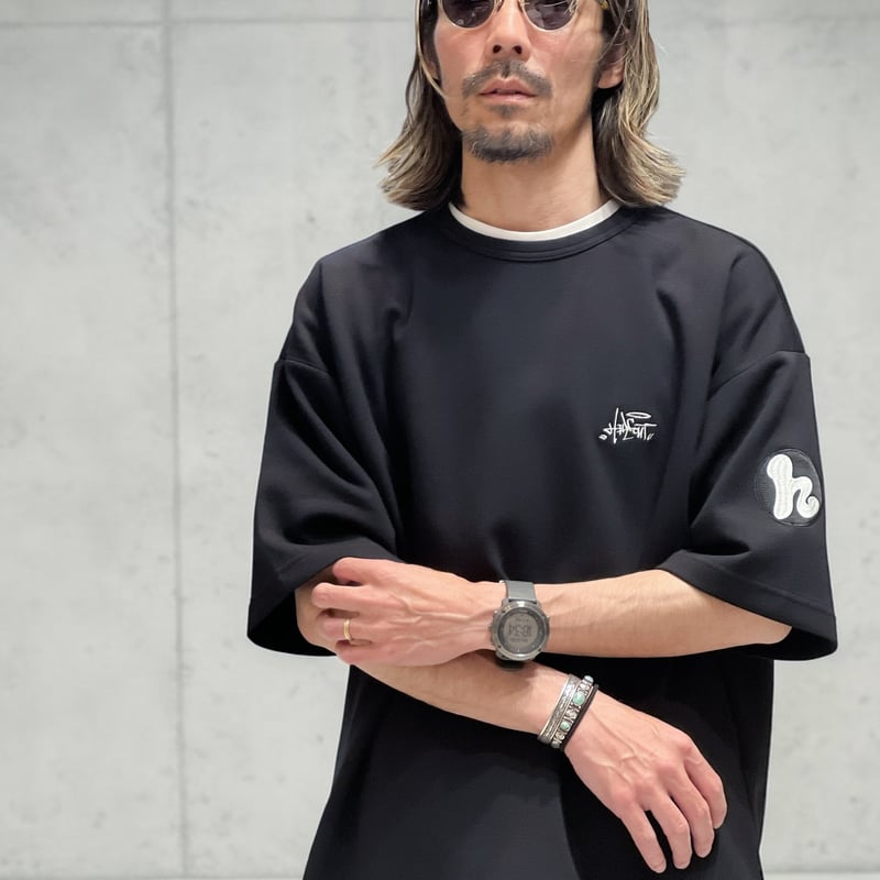 h-LOGO / STREET-LOGO」刺繍ダンボールニットSS /BLACK/M/L |