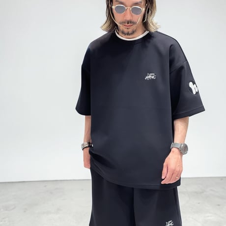 「h-LOGO / STREET-LOGO」刺繍ダンボールニットSS /BLACK/M/L