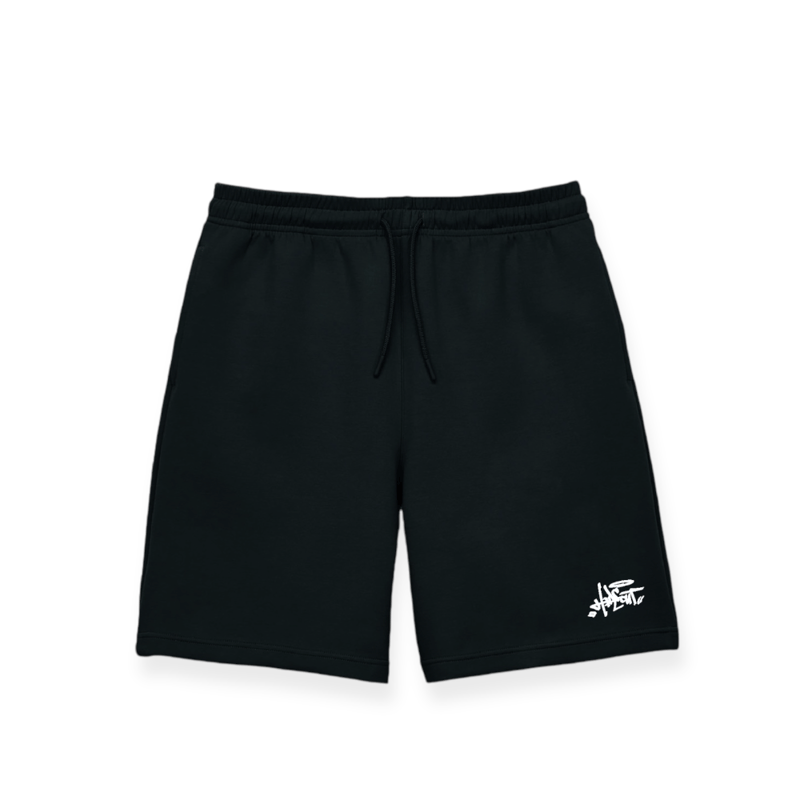 STREET-LOGO」刺繍ダンボールニットショーツ/BLACK/M/L | HIDEOUT