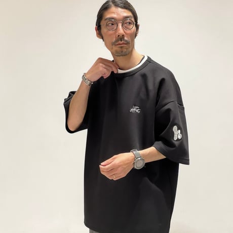 【限定XLセットアップ】「h-LOGO / STREET-LOGO」刺繍ダンボールニットSS×ショーツ/BLACK/XL
