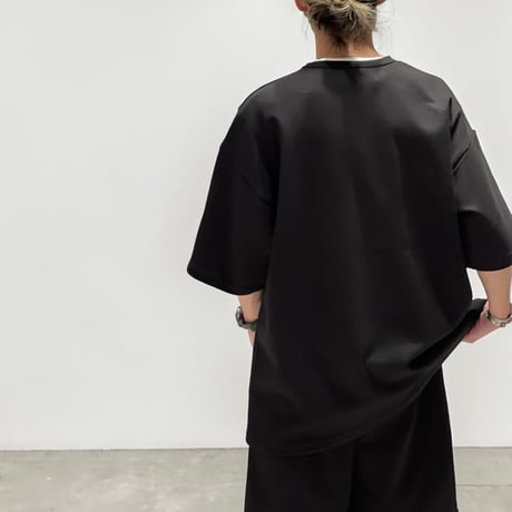 【限定XLセットアップ】「h-LOGO / STREET-LOGO」刺繍ダンボールニットSS×ショーツ/BLACK/XL