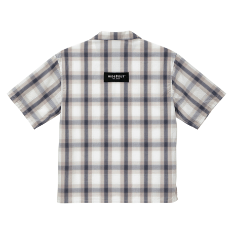 COTTON OPEN COLLAR CHECK SHIRTS / GREY/BLACK/M/L/XL
