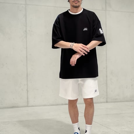 「STREET-LOGO」刺繍ダンボールニットショーツ/BLACK/M/L