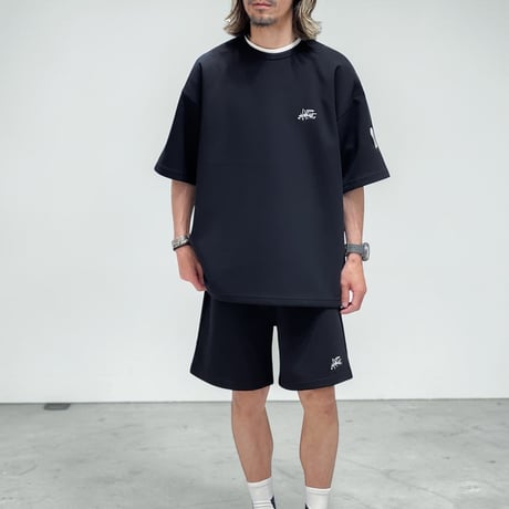 「STREET-LOGO」刺繍ダンボールニットショーツ/BLACK/M/L