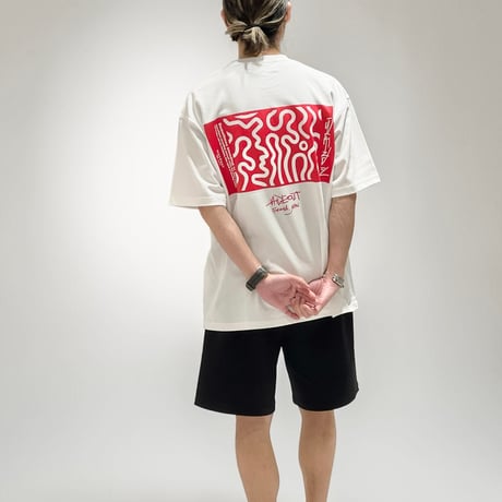【受注生産】「BLEND IN」SUPER HEAVY WIDE T-SHIRTS /WHITE×RED/M/L
