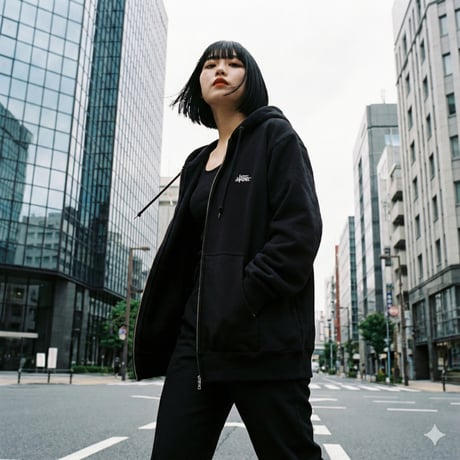 「RHYTHM」 SUPER HEAVY SWEAT HODDIE ZIP UP / BLACK/M/L/XL