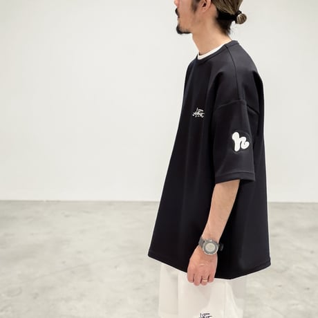 「h-LOGO / STREET-LOGO」刺繍ダンボールニットSS /BLACK/M/L