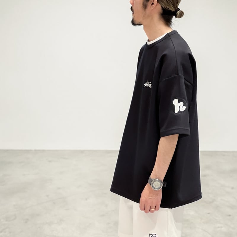 h-LOGO / STREET-LOGO」刺繍ダンボールニットSS /BLACK/M/L |