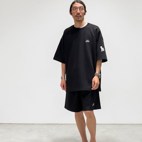 【限定XLセットアップ】「h-LOGO / STREET-LOGO」刺繍ダンボールニットSS×ショーツ/BLACK/XL