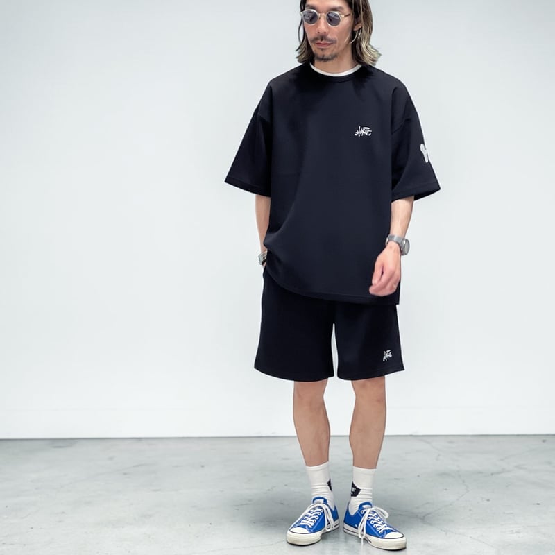h-LOGO / STREET-LOGO」刺繍ダンボールニットSS /BLACK/M/L |