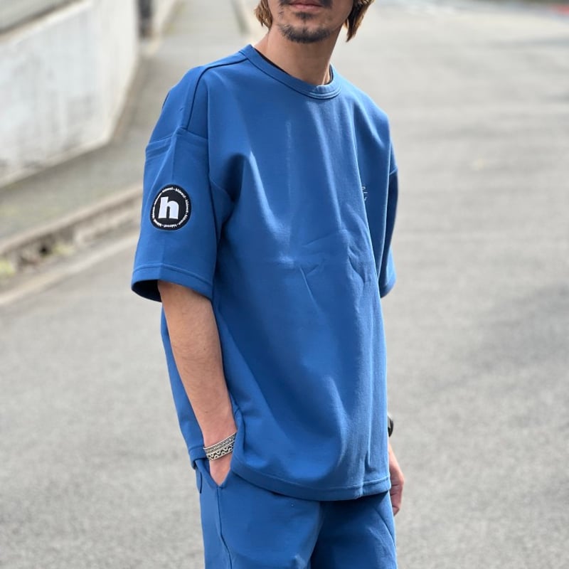 h-LOGO / STREET-LOGO」刺繍ダンボールニットSS / BLUE / S /