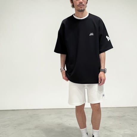 「STREET-LOGO」刺繍ダンボールニットショーツ/BLACK/M/L