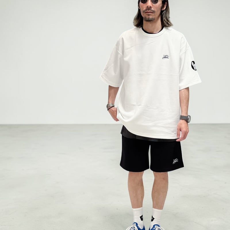 h-LOGO / STREET-LOGO」刺繍ダンボールニットSS /WHITE/M/L |
