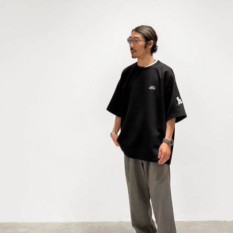 【限定XLセットアップ】「h-LOGO / STREET-LOGO」刺繍ダンボールニットSS×ショーツ/BLACK/XL