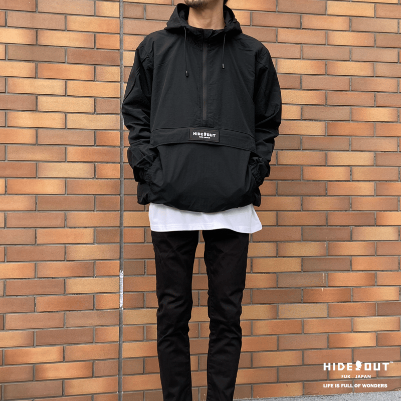 NYLON ANORAK HOODIE BLACK / M / L / XL | HIDEO