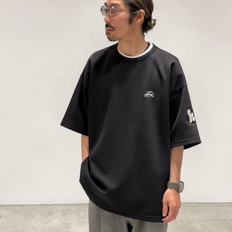 【限定XLセットアップ】「h-LOGO / STREET-LOGO」刺繍ダンボールニットSS×ショーツ/BLACK/XL