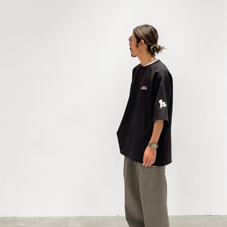 【限定XLセットアップ】「h-LOGO / STREET-LOGO」刺繍ダンボールニットSS×ショーツ/BLACK/XL