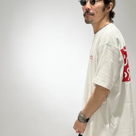 【受注生産】「BLEND IN」SUPER HEAVY WIDE T-SHIRTS /WHITE×RED/M/L