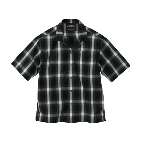 COTTON OPEN COLLAR CHECK SHIRTS / GREY/BLACK/M/L/XL