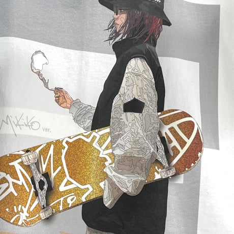 【限定受注デザイン】「SMOKE-mikiko」BIG LONG SLEEVE T-SHIRTS / BLACK/S/M/L